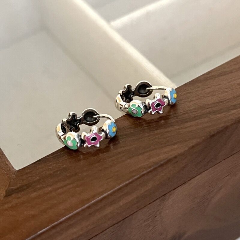 Enamel Flower Earrings