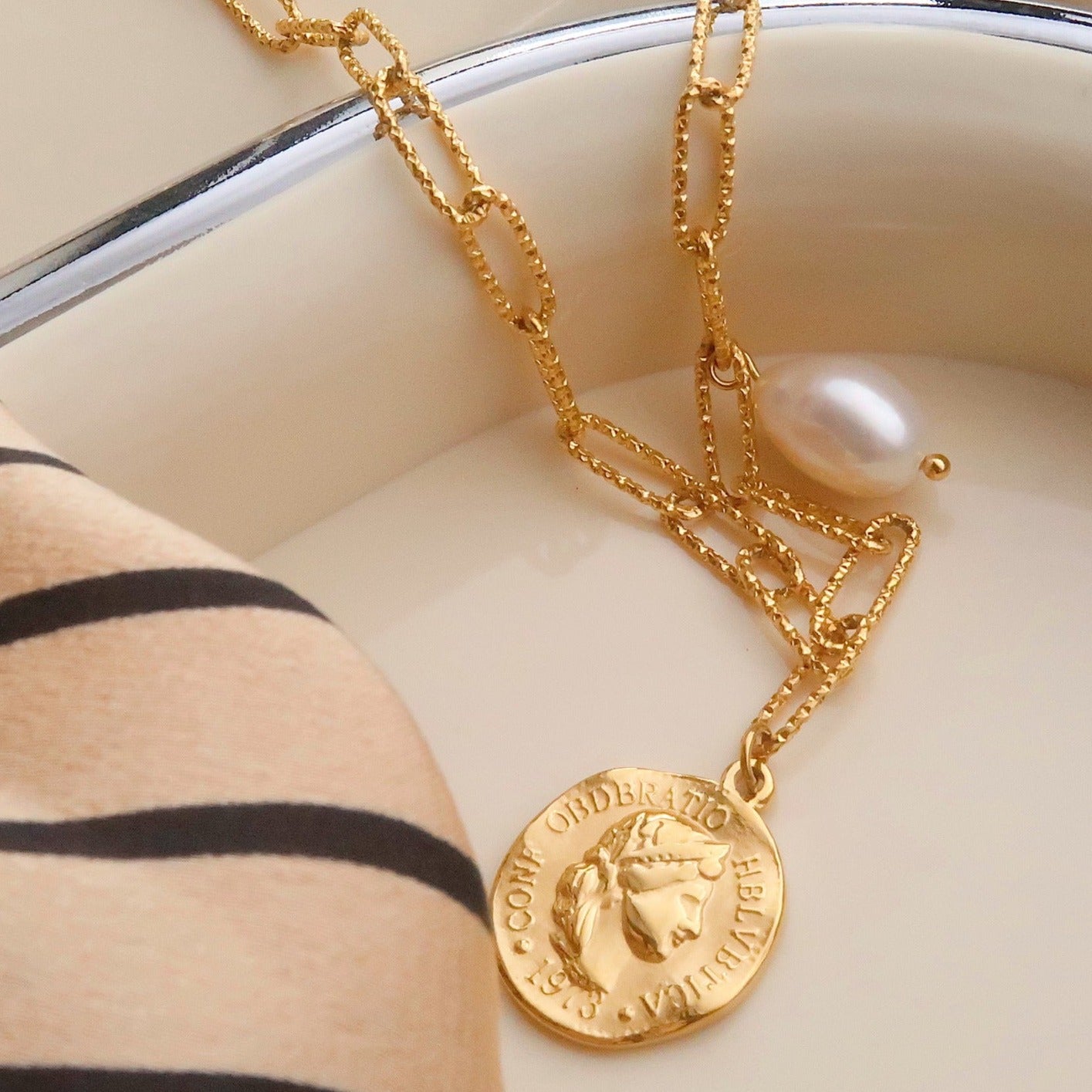 Portrait Coin Pendant Necklace