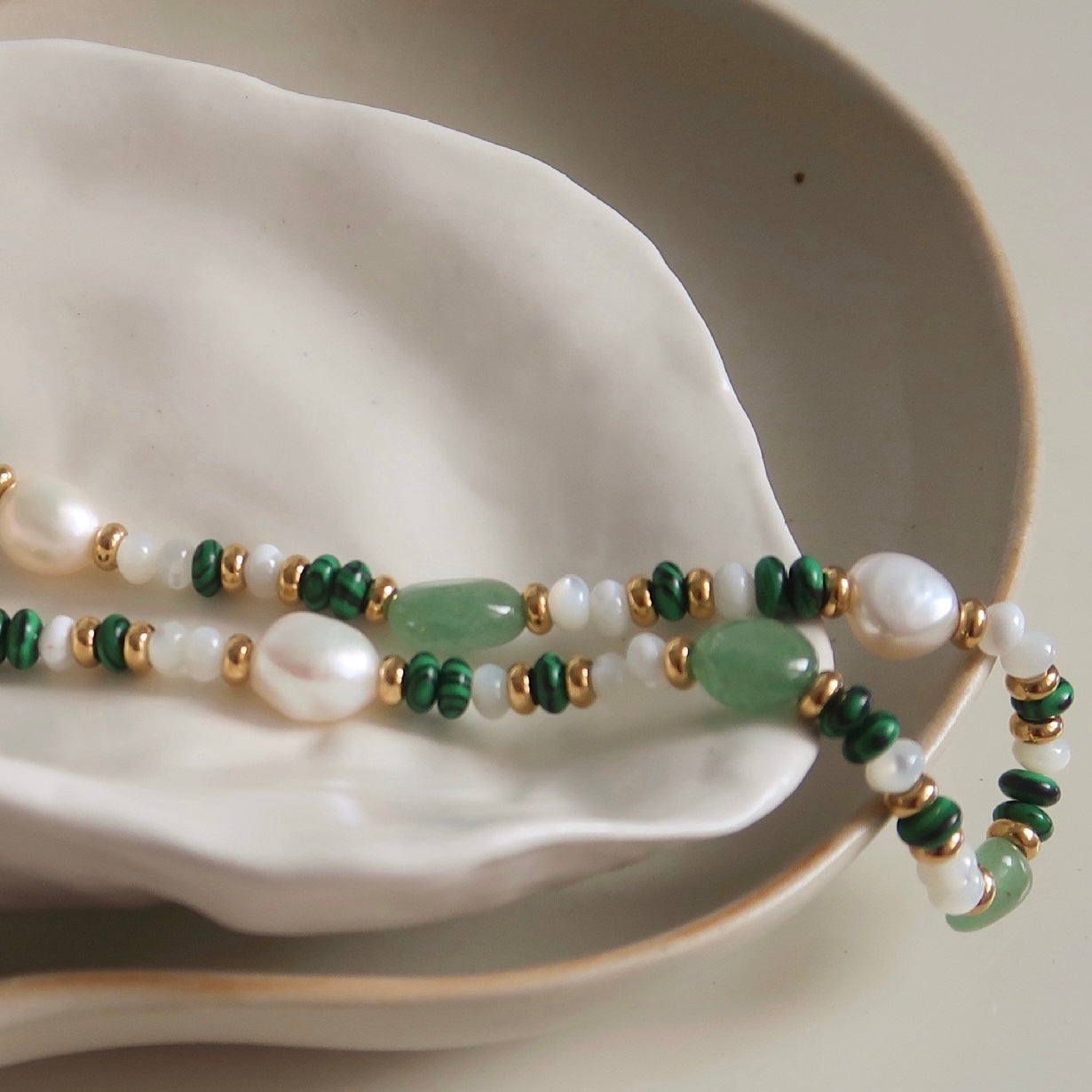 Malachite Green Necklace and Bracelet