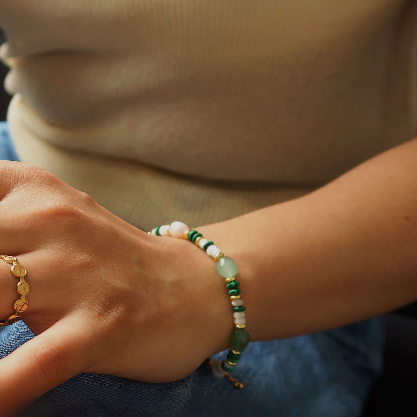 Malachite Green Necklace and Bracelet