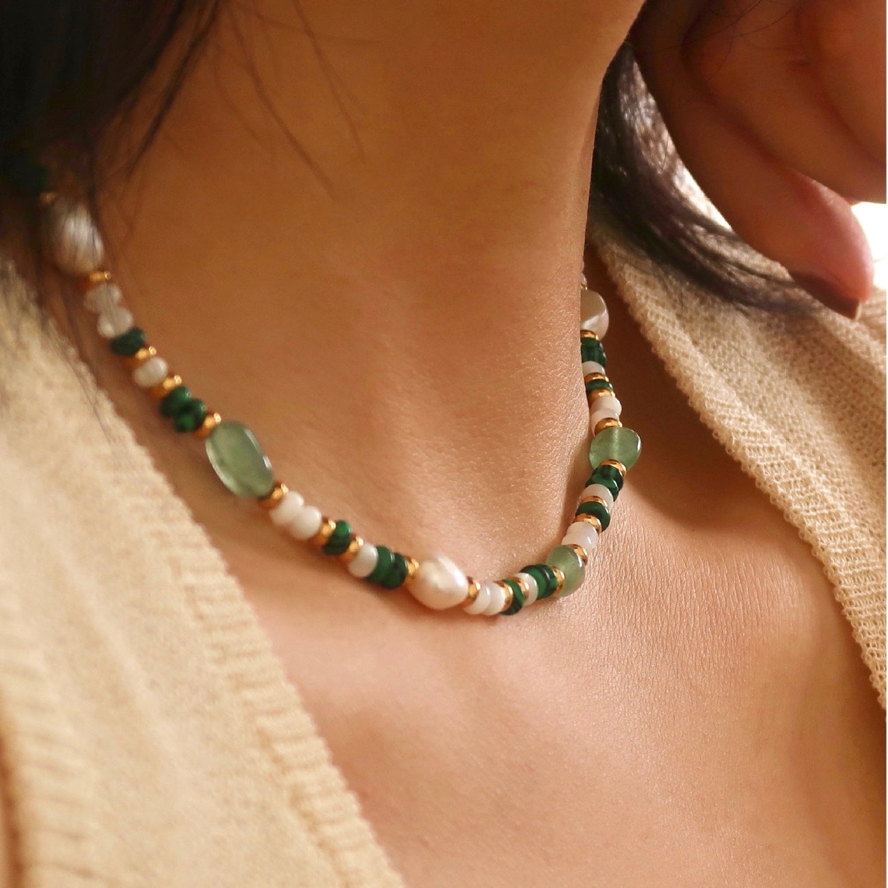 Malachite Green Necklace and Bracelet